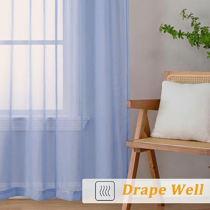 Gwine Denim Blue Sheer Curtains 63 Inch Length - Image 7