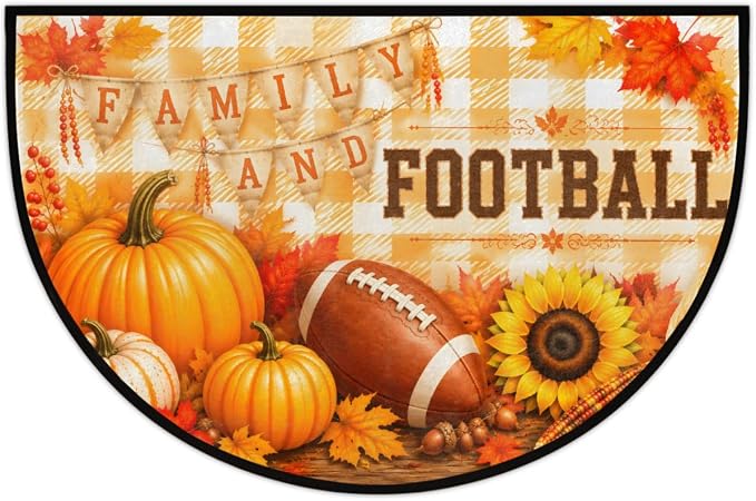 Thanksgiving Half Round Door Mat Welcome Entrance Mat Bath Bathroom Rug B7 | Autumn Pumpkin Thanksgiving Welcome Entrance Mat Anti-Slip Half Moon Bath Mat Semi Circle Rug Indoor Outdoor Kitchen Rug