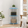 Furinno Turn-N-Tube Toolless Assembly 3-Tier Corner Shelf, Blue Corner Book Shelf, Open Shelves Bookshelf, for Organization and Storage, Living Room, Home Office, Bedroom, Soft Blue
