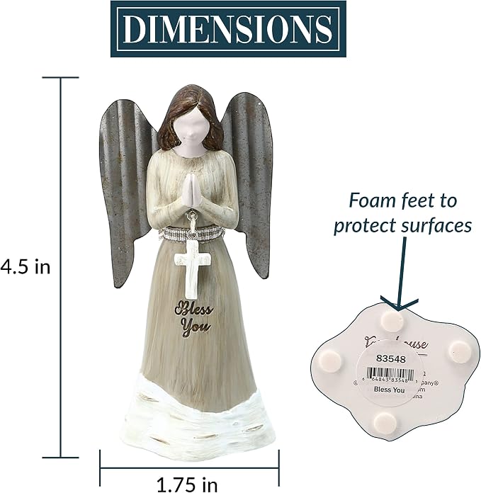 Pavilion - 4.5" Angel Ornament Figurine - Bless You - Simplistic Rustic Modern Farmhouse Statue