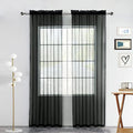 youleyar Solid Sheer Rod Pocket Curtain Voile Draperies 2 Panels White Beige Black Grey Coffee 52 Inch Width 108 Inch Long 1 Pair for Kitchen Bedroom Children Living Room Yard(Black,52Wｘ108L)