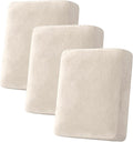 H.VERSAILTEX Velvet Stretch Couch Cushion Cover Plush Cushion Slipcover for Chair Loveseat Sofa Cushion Furniture Protector Seat Cushion Sofa Cover (3 Piece Sofa Cushion Covers, Ivory)