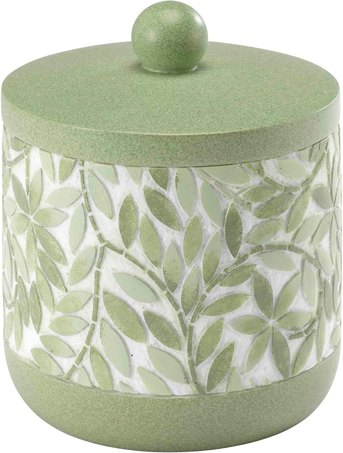 Avanti Linens - Covered Jar, Resin Countertop Accessories, Guest Bathroom Essentials (Stratford Collection, Green)