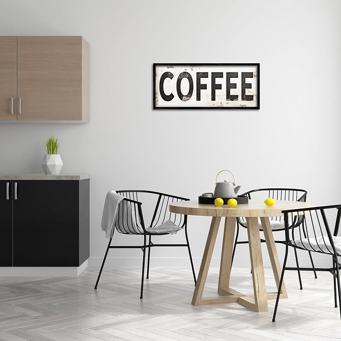 Stupell Industries 'Coffee Typography Vintage Sign', Framed Giclee Art, Black, 30 x 13 Inches, Easy to Hang and Sturdy, Made in USA, by Jennifer Pugh