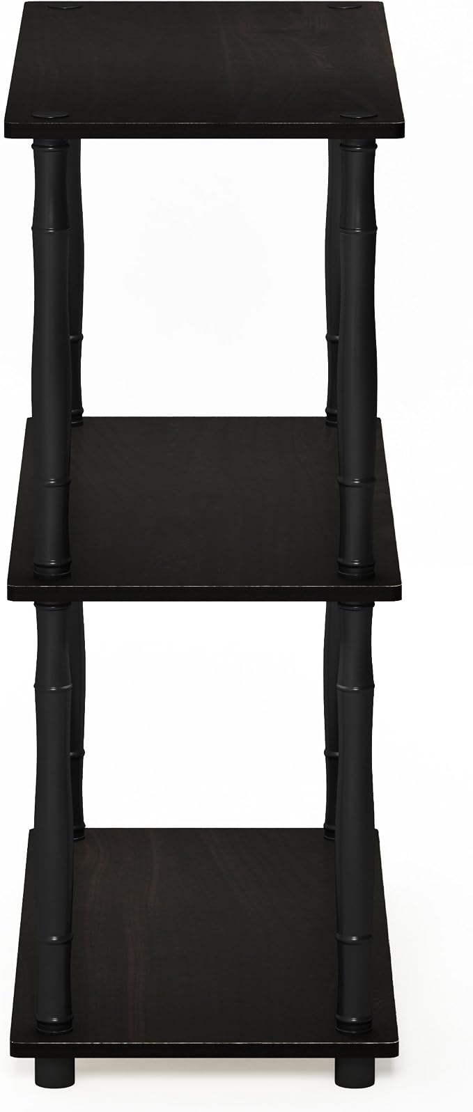 Furinno Turn-N-Tube 3-Tier Compact Multipurpose Shelf Display Rack with Classic Tube, Espresso/Black | Open Frame Corner Shelf, for Organization and Storage, Living Room, Garage, Home Office