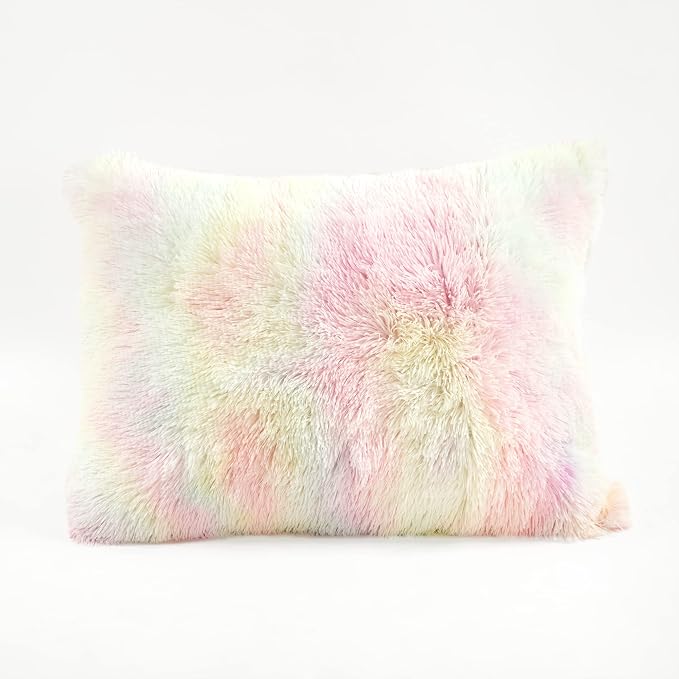 Lush Decor Emma Cozy Ultra Soft Rainbow Faux Fur Comforter 3 Piece Set Full/Queen Rainbow - Cute Bedding Set Queen Comforter - Kids Bedroom Decor