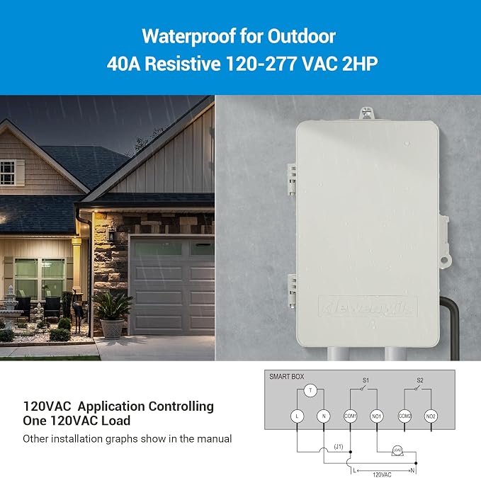 DEWENWILS Heavy Duty Pool Timer, WiFi Smart Timer Box - 40A 120-277VAC 2HP | Compatible with Smart Phone, Alexa, Google Assistant, Works for Pool Pump, Water Heater, Pool Filter, Spa, etc, ETL Listed