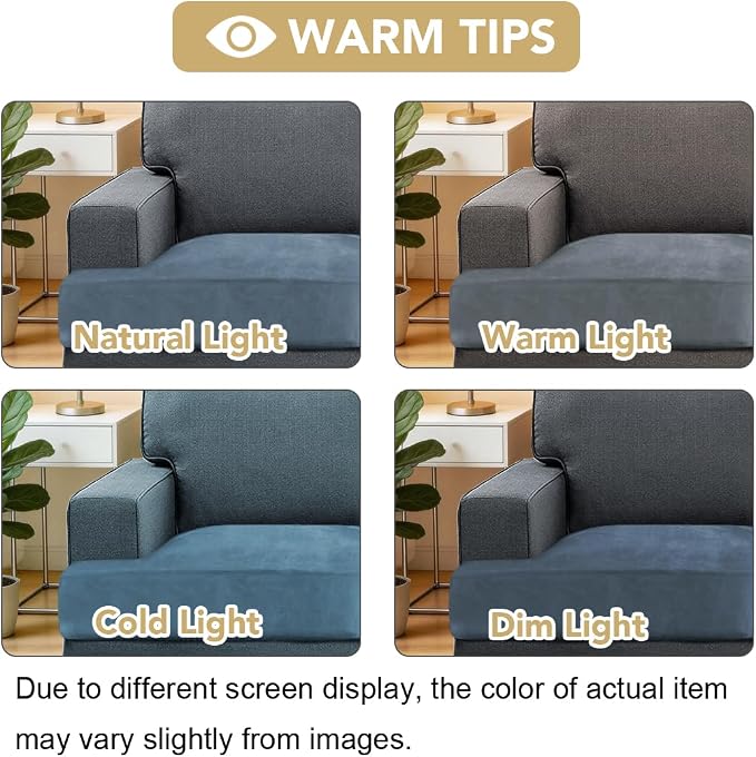 H.VERSAILTEX Stretch Velvet 3 Piece T Cushion Slipcovers - Individually Fitting Sofa Cushion Covers for 3 Cushion Couch - Stay in Place (Stone Blue)