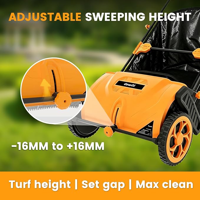 21 Inch Walk-Behind Lawn Sweeper, Push Lawn Sweeper with 3.5 Bushel Collection Bag, Manual Leaf Collector, Leaf Sweeper for Lawn, Yard, Garden,Grass Clippings, Debris