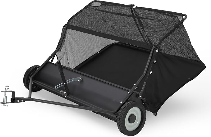 Garvee 50" Lawn Sweeper Tow Behind, Pull Behind Yard Sweeper, 26 Cu. Ft Large Hopper Leaf & Grass Collector, Heavy Duty Garden Sweeper with Adjustable Sweeping Height for Yard, Lawn, Farm. | 28 Cu. Ft Large Hopper,Leaf ,Grass Collector, Garden Sweeper ...