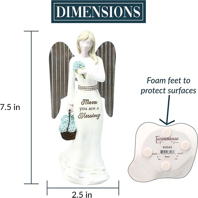 Pavilion - 7.5" Angel Figurine - Mom You are A Blessing - Simplistic Rustic Modern Farmhouse Statue