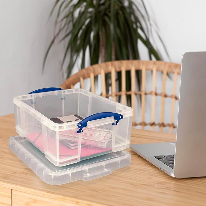 Really Useful Box 17L Plastic Storage Bins, 4 Pack | Containers with Snap Lids and Clip Lock, Clear
