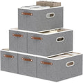 Yawinhe Fabric Storage Baskets,13.0x9.1x7.9in,Grey,6-Pack | Foldable Storage Bins for Shelves, Closet Bins for Organization, Collapsible Storage Baskets for Towels, Rectangle Basket
