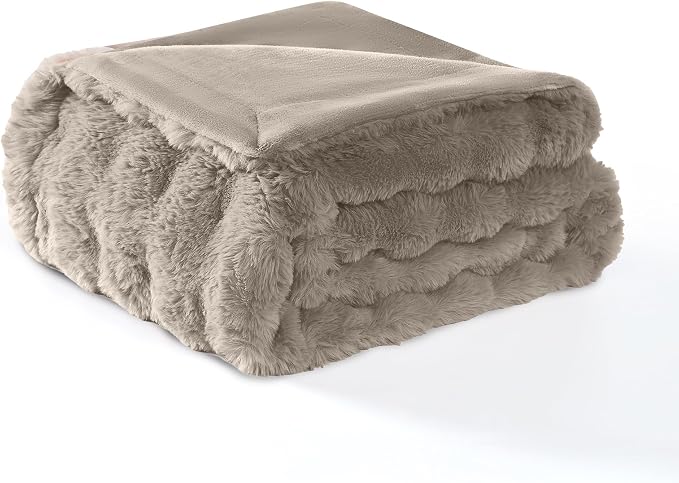 Modern Threads Water-Resistant Faux Rabbit Fur Pet Blanket for Dogs & Cats – Ultra-Soft Couch, Bed & Crate Protector, 50x60 Brown