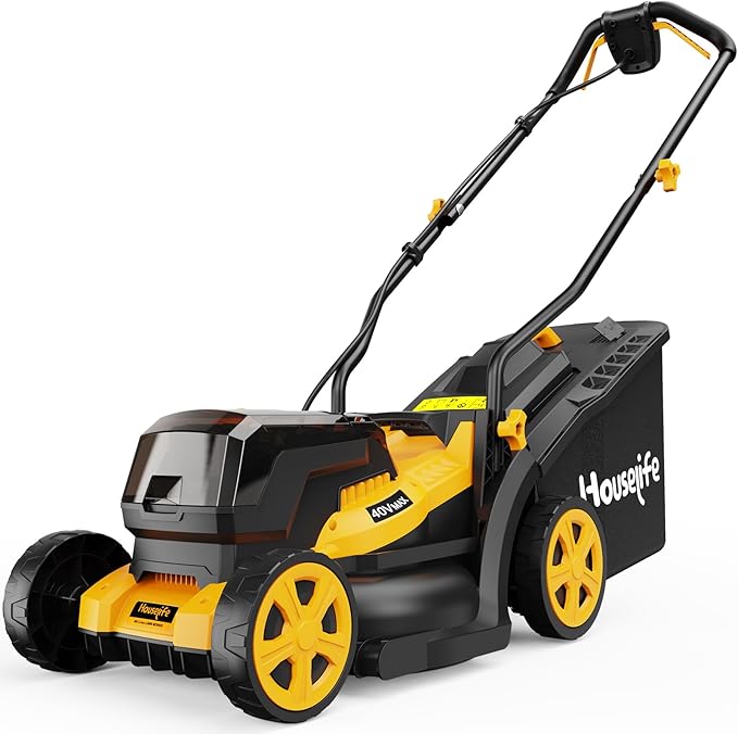 40V Cordless Lawn Mower Compatible with Dewalt 2x20V MAX Battery | 14" Electric Mower with 35L Grass Bag, 6-Position Height Adjustment, Foldable, Suitable for Gardens and Patios (Tool Only)