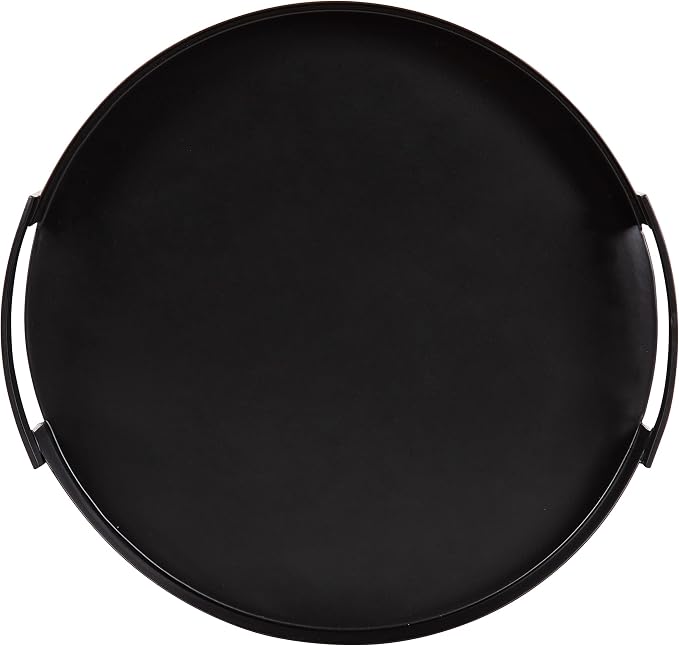 Kate and Laurel Myo Modern Round Metal Tray; 15 x 15; Black; Decorative Circular Tray for Storage and Display