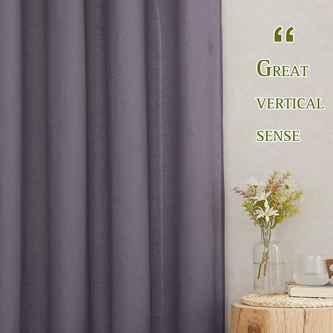 NICETOWN Linen Curtains for Bedroom, Grommet Semi Sheer Privacy - Image 5