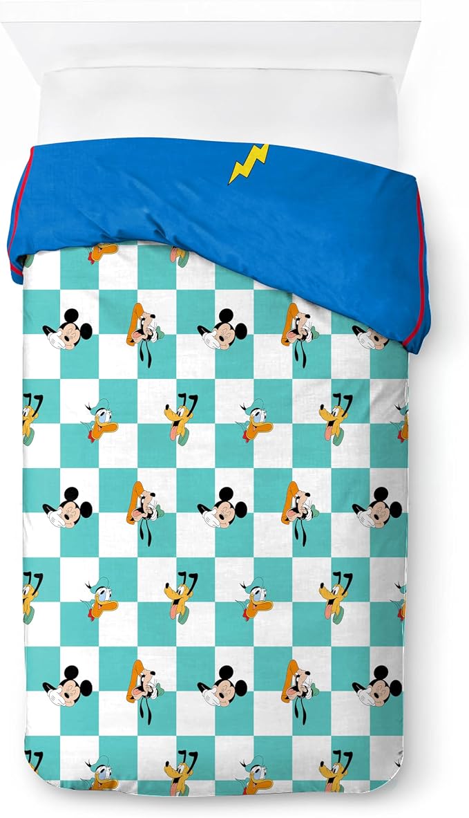 Jay Franco Duvet Cover Set – 2 Piece Comforter Cover and Sham Set, Super Soft Cozy Kids Bedding (Insert Not Included) Blue - Mickey Mouse, Twin