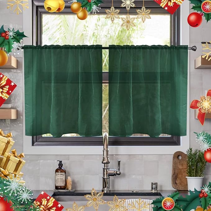 youleyar Solid Sheer Rod Pocket Curtain Voile Draperies 2 Panels White Beige by Youleyar