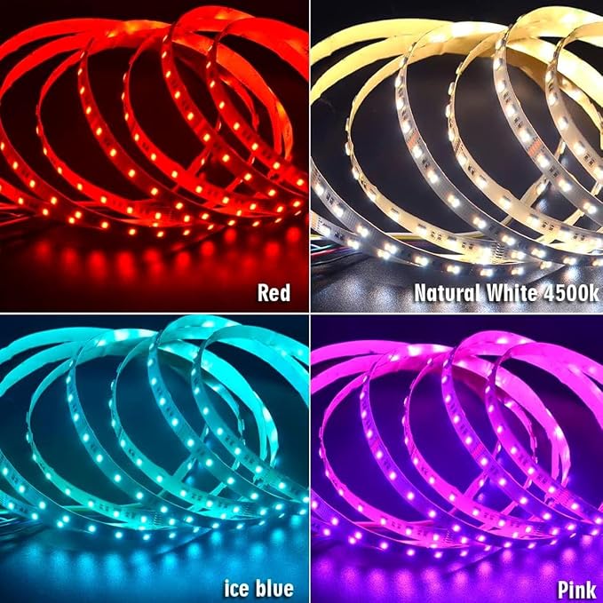 24VDC RGB+CCT 5 Chips in 1 Super Bright LEDs Flexible LED Strip Lights, High CRI 85 Color Changing+Tunable White Non-Waterproof 5050 RGBWW LED Tape Lights, 300LEDs 16.4feet Roll for Home Lighting