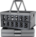 CleverMade Collapsible Shopping Basket, 24L, 3 Pack, Stone | Rigid walls protect groceries and supplies. Each basket carries 25 lb, stacks securely, and folds to 2.25 inches.