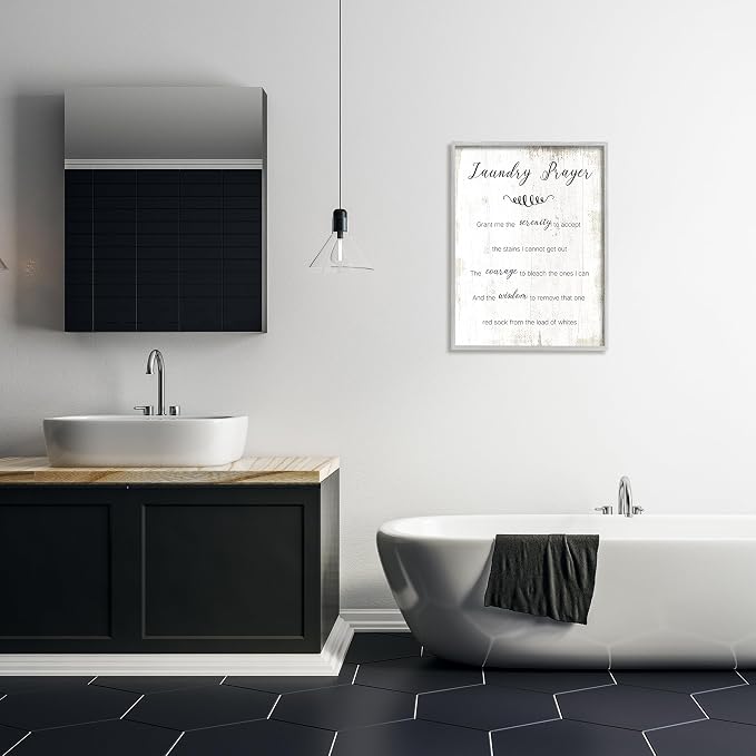 Stupell Industries 'Laundry Prayer for Serenity', Framed Giclee Art, Gray, 24 x 30 Inches, Easy to Hang and Sturdy, Made in USA, by Lil' Rue