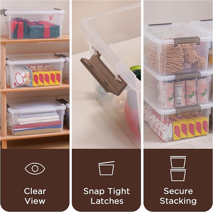 Citylife 17QT Plastic Storage Bins with Lids,5Packs Large Containers | Stackable Box with Locking Latches for Home, Office, Closet & Pantry Organization,Clear