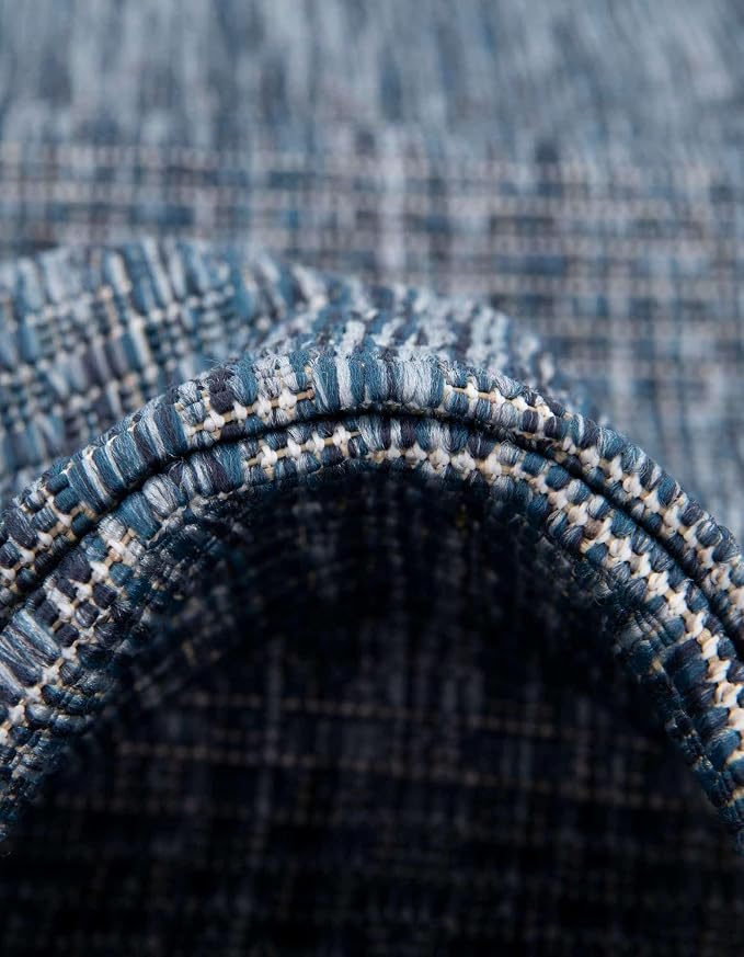 Unique Loom Outdoor Solid Collection Area Rug (7' 10" x 10' Rectangle Blue/Navy Blue)