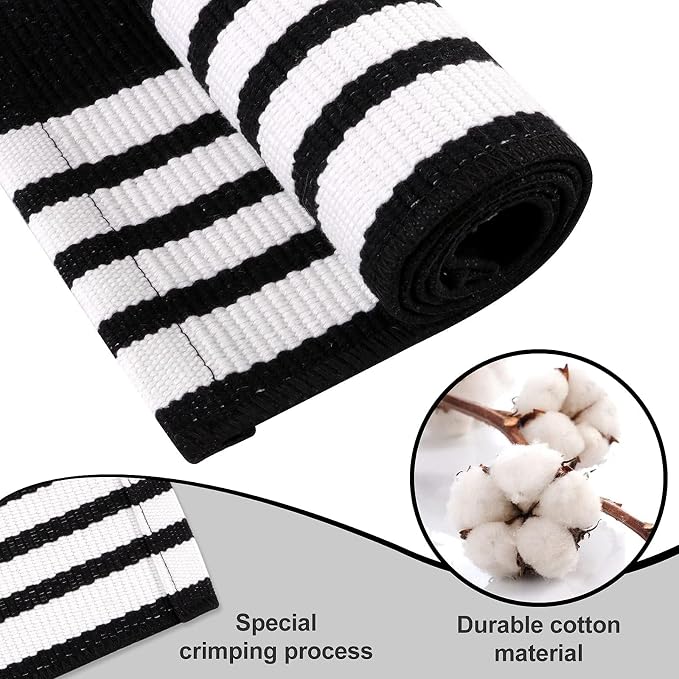 OJIA Black and White Outdoor Rug 3x5, Front Door Mat Patio Rugs Porch Decor | Cotton Woven Striped Rug Machine Washable Entryway Rug Indoor Outside Area Rug Front Door Mat for Farmhouse/Home Entrance