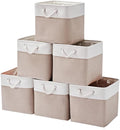 13 Inch 6 Pack Foldable Fabric Storage Basket with Handles | Home Cube Storage Basket,Large Cube Storage Bins,Closet Storage, Home Organizer(White&Beige)