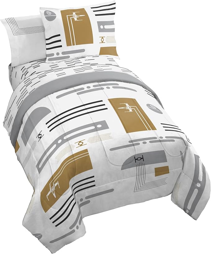 Jay Franco Star Wars Full Comforter Set 7 Piece Soft Modern Bedding, White | Bed in a Bag, Comforter Sheets Shams Pillowcases, Official Product, Soft Microfiber, Machine Washable, Fan Gift