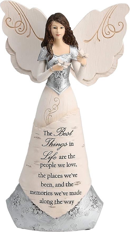 Pavilion Gift Company Elements 82328 Angel Figurine Holding Butterflies, Best Things In Life, 8-Inch , White