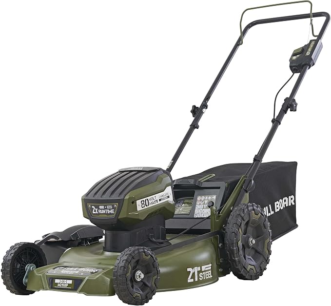 80V Brushless 21 in. 3-in-1 Cordless Battery Walk Behind Push Lawn Mower, 2 Batteries (5.0Ah) +1 Charger Included