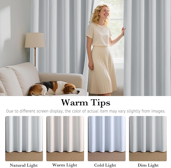RYB HOME White 100% Blackout Curtains, Short Thermal Insulated Heat & UV Blocking Total Room Darkening Privacy Drapes for Small Window, Width 34 by Length 30, White, 2 Panels
