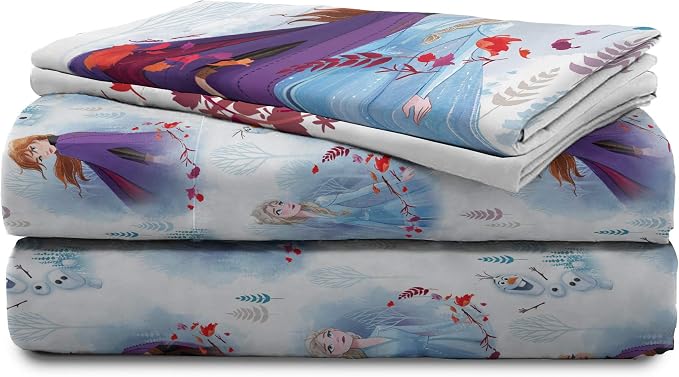 Jay Franco Kids Sheet Set with Fitted, Flat Sheets & Pillow Cover - Ultra-Soft Bedding with Pillowcase for Room Decor, Multi - Frozen, 4 Piece Full