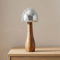 Mango Wood Figurine Sculpture – Artful Room Decor Accent, Shelf, Console, or Table Display, Boho Home Decor Mosaic Detail for Collected Spaces – 10", Silver and Natural Wood