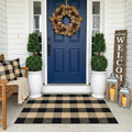 Buffalo Plaid Rug 2'4''x 3'7'' Brown and Black Front Door Mat Reversible Layered Porch Rug Washable Hand Woven Cotton Area Rug for Indoor Outdoor Entryway Patio Porch Decor