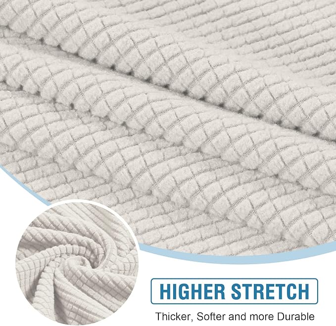 H.VERSAILTEX Sectional Couch Covers 1 Piece Chaise Slipcover L Shape Separate Cushion Couch Cover for Both Left/Right Sectional Couch (Seat Only: 1 Chaises, Ivory)
