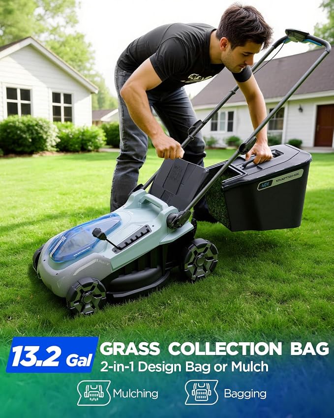 16-Inch 40V Max Brushless Cordless Electric Push Lawn Mower | Includes 40V Max 4.0Ah battery and charger, 148Wh Total Energy for Fewer Charging Interruptions during Routine Yard Care