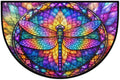 Dragonfly Half Round Door Mat Welcome Entrance Mat Bath Bathroom Rug A9 | Dragonfly Glass Painting Welcome Entrance Mat Anti-Slip Half Moon Bath Mat Semi Circle Rug Indoor Outdoor Kitchen Rug