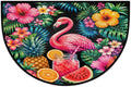 Flamingo Half Round Rug Half Moon Door Mat Half Circle Rugs | Tropical Flowers Washable Non-Slip Semi Circle Rug Welcome Half Round Door Mat Indoor Entrance Bedroom Living Room Decor B797