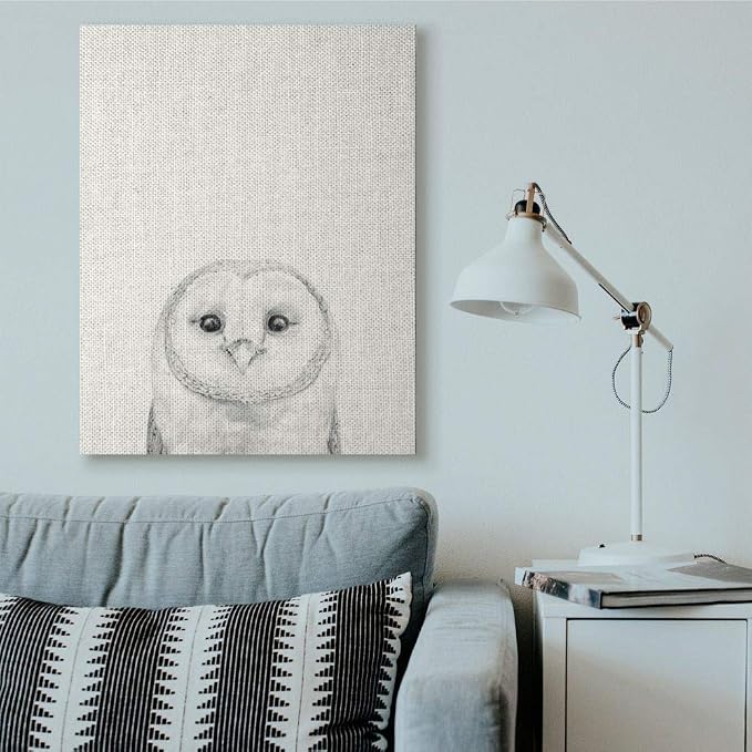 Owl Portrait Grey Woodland Bird, 36 x 48 Inch Canvas Wall Art | Stupell Industries · By Victoria Borges · Ready to hang · Minimal nature style for any room · Made in USA