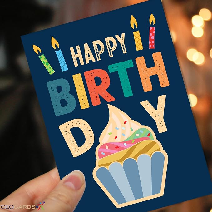 25 Happy Birthday Cards with Envelopes for Business, Family (Variety Set) | 5 Designs, Bulk 25 Pack, Birthday Greeting Card Set, 5x7 in, A7, Office, Employees, Work, Coworker, Client, Team, USA, VP2410