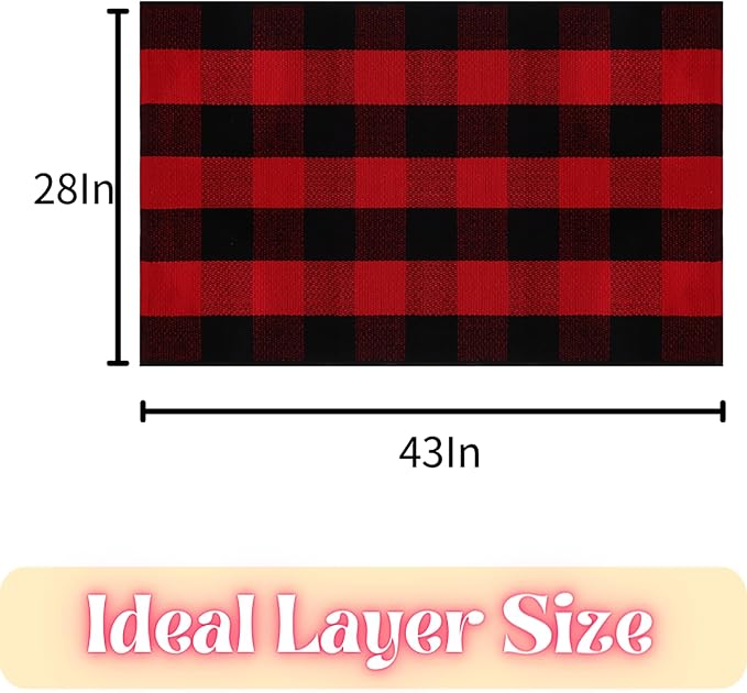 Ckorzen Red Green and White Plaid Rug, 28" x 43" Christmas Front Porch Outdoor Rug, Handwoven Cotton Washable Rug for Layered Door Mats, Holiday Entryway and Home Décor