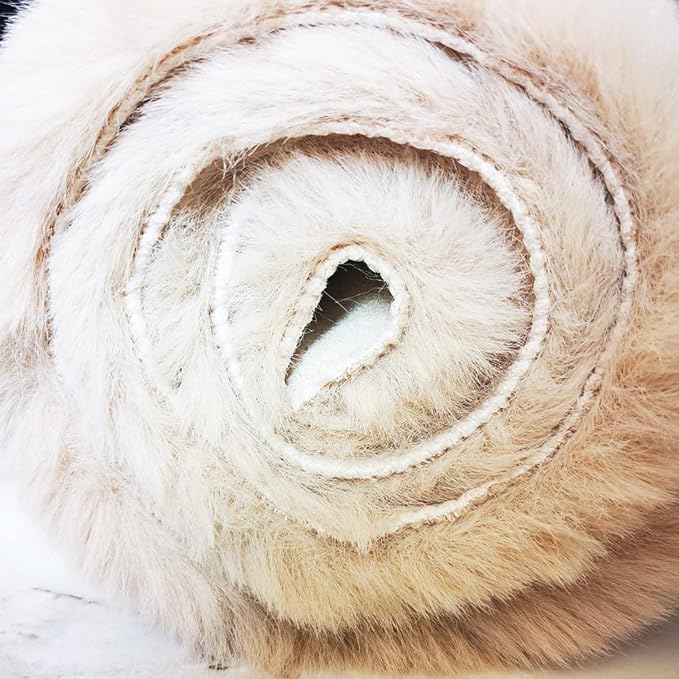Ghouse Ultra Soft Faux Rabbit Fur Rug, Machine Washable Area Rugs for Bedroom Fluffy Rugs for Living Room, No-Shedding Carpet Sheepskin Runner Rugs Light Brown Beige 2x10 Feet
