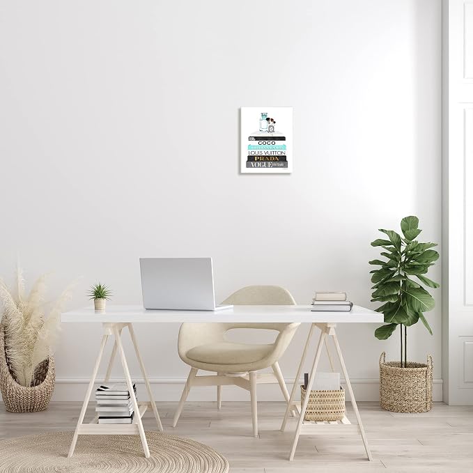 'Bookstack with Beauty Brushes'| Wall Plaque Art | Stupell Industries | 10 x 15 Inches, Easy to Hang and Sturdy, Made in USA, by Amanda Greenwood
