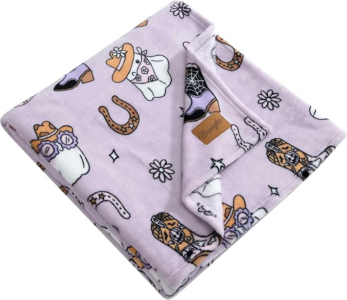 Wrangler - Throw Blanket, 50 x 70, Ultra-Soft Printed Plush Blanket for Bed & Couch, Cozy Decorative Throw, Cute Ghosts Purple