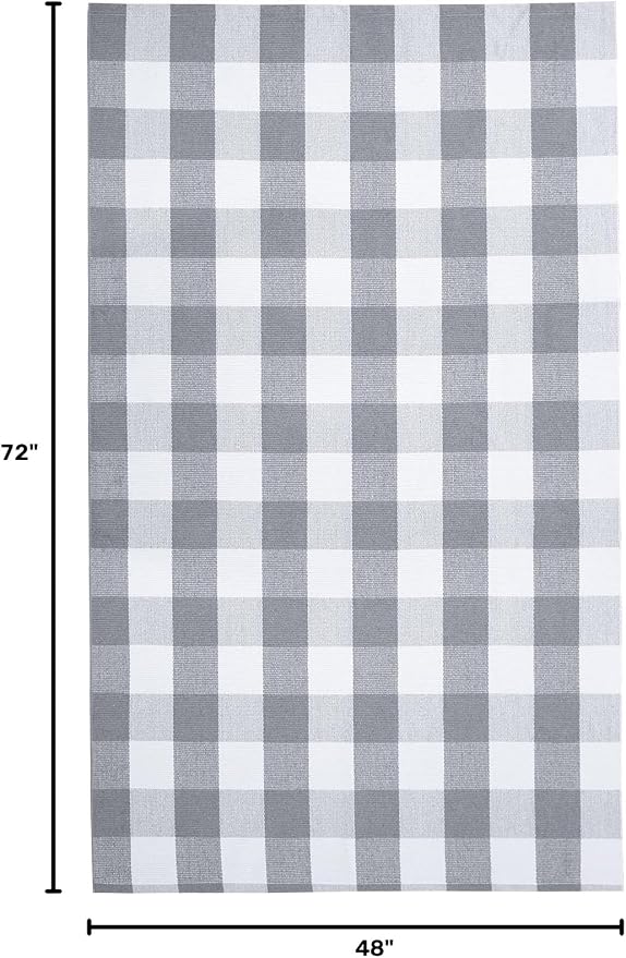 IOHOUZE Buffalo Plaid Checkered Rug 4x6 Ft Front Door Mats, Washable Area Rugs for Front Porch Decor, Spring Summer Welcome Mats Outdoor, Gray White Rug for Farmhouse/Entryway/Home Entrance