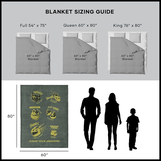 Northwest How to Train Your Dragon Know Your Dragons Silk Touch Throw Blanket 60x80 inches
