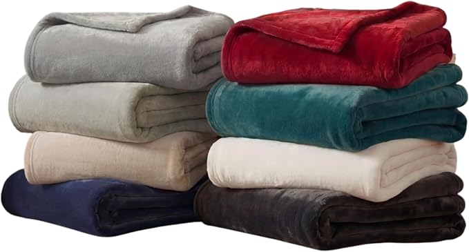 Lucky Brand Solid Plush Throw Blanket, 50"x70", Dark Green | Soft, Cozy, Timeless Comfort
